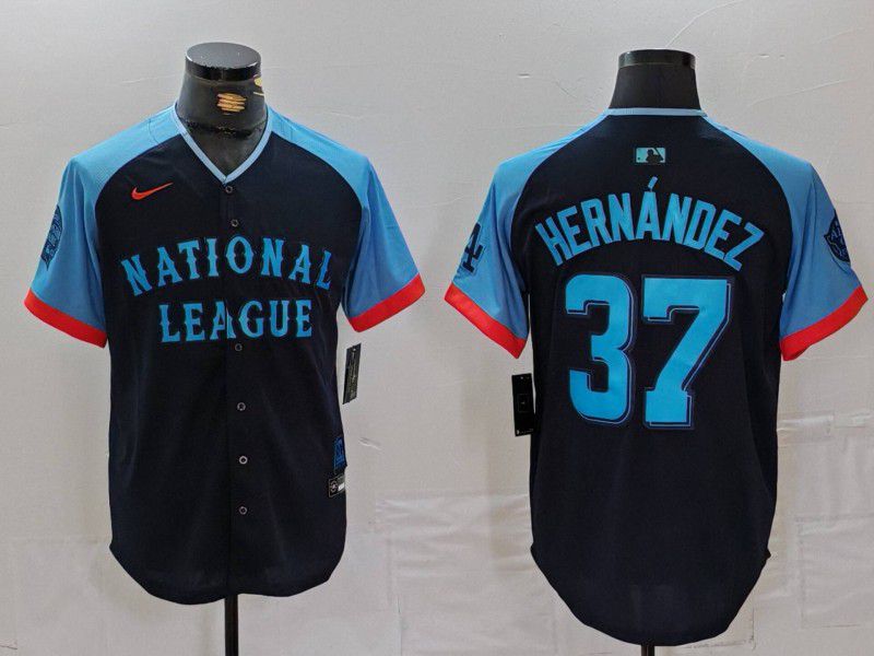Men Los Angeles Dodgers 37 Hernandez Blue All star 2024 Nike MLB Jersey style 7265